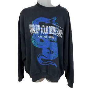 Anine Bing Jace Viper Sweatshirt in Washed Black Size Large